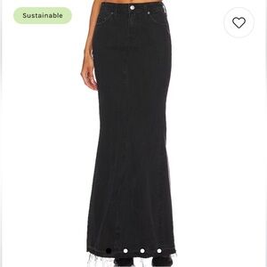 Revolve GRLFRND Black maxi festival Ariana flared black Jean skirt size 29